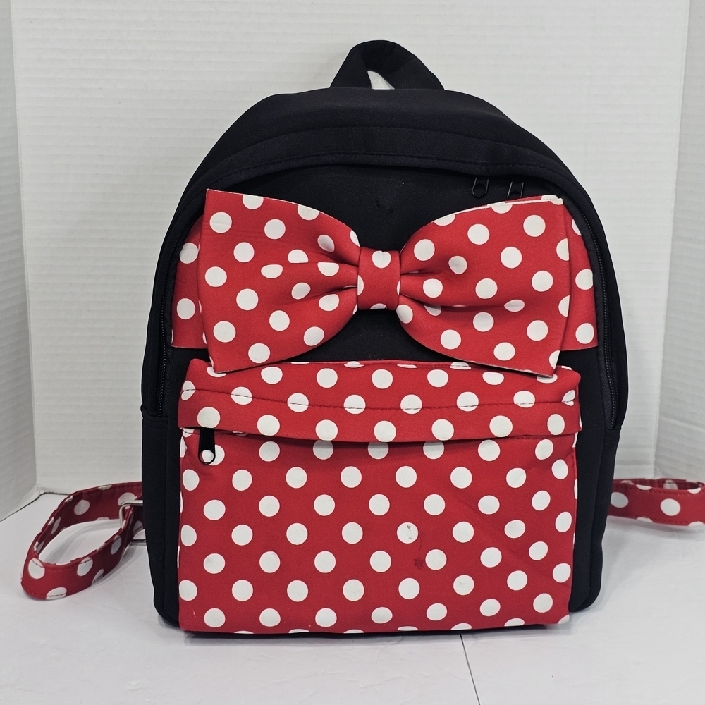 Disneyland Cute Minnie Mouse Medium Size Backpack Black/red Collectible Rare
